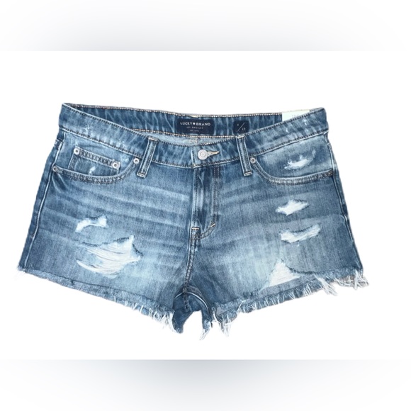 NWT Lucky Brand The Cut Off Distressed Jean Shorts Size 6/28 - Picture 2 of 9